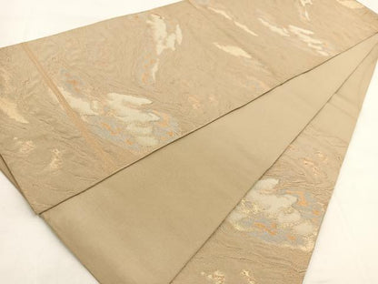 平和屋着物◎西陣　六通柄　京袋帯　本袋帯　墨流し文様　金糸　正絹　逸品　BAAX3033yc