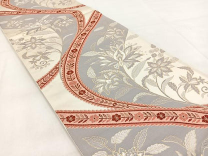 平和屋着物◎六通柄袋帯　唐織　更紗花文　金糸　正絹　逸品　BAAX3038yc