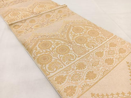 平和屋着物◎六通柄　本袋帯　更紗飾花文　金糸　正絹　逸品　BAAX3039yc