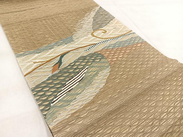 平和屋着物▽太鼓柄袋帯　スリーシーズン　春夏秋　櫛織り　草花文　正絹　逸品　未使用　BAAX3041yc