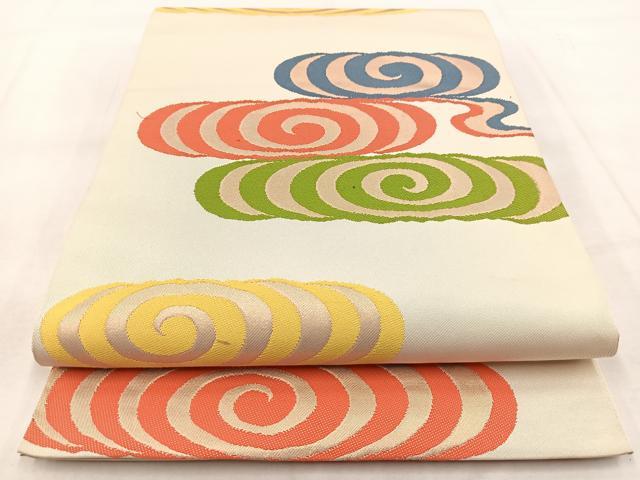 平和屋着物◎全通柄 本袋帯 流水文 金糸 正絹 逸品 BAAX3047yc