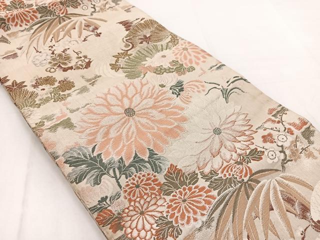 平和屋着物◎全通柄 京袋帯 飛鶴松竹梅文 金銀糸 正絹 逸品 BAAX3050yc