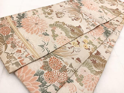 平和屋着物◎全通柄 京袋帯 飛鶴松竹梅文 金銀糸 正絹 逸品 BAAX3050yc
