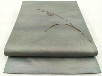 平和屋着物◎八寸名古屋帯　手描き　薄　金糸　正絹　逸品　BAAX3053yc