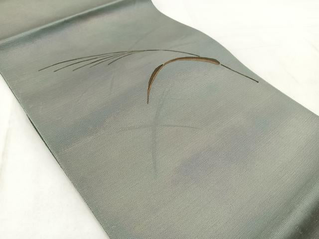 平和屋着物◎八寸名古屋帯　手描き　薄　金糸　正絹　逸品　BAAX3053yc