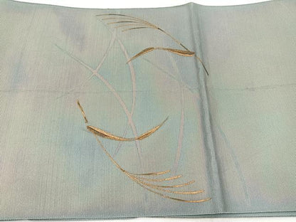 平和屋着物◎八寸名古屋帯　手描き　薄　金糸　正絹　逸品　BAAX3053yc