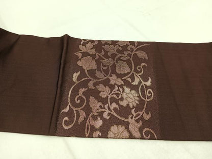 平和屋着物◎九寸名古屋帯　更紗花鳥文　金糸　正絹　逸品　BAAX3054yc