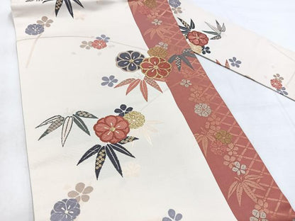 平和屋着物◎九寸名古屋帯　唐織　竹梅文　金糸　正絹　逸品　BAAX3057yc