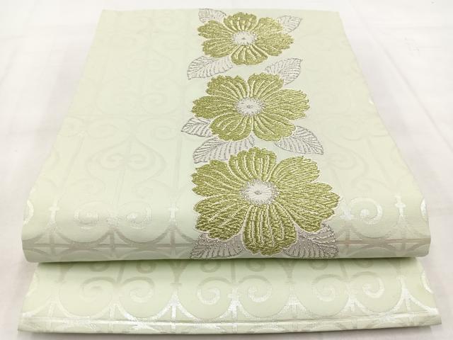 平和屋着物◎九寸開き名古屋帯　辻が花　銀糸　正絹　逸品　BAAX3061yc