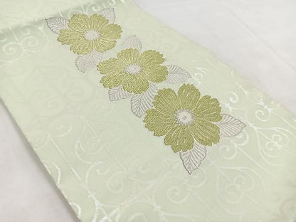 平和屋着物◎九寸開き名古屋帯　辻が花　銀糸　正絹　逸品　BAAX3061yc