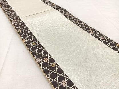 平和屋着物◎両面　六通柄袋帯　唐織　立波花蝶文　金銀糸　正絹　逸品　BAAX3068yc