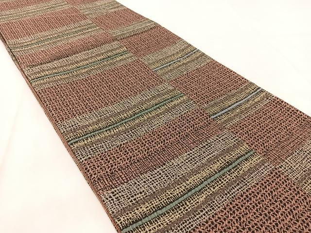 平和屋着物◎六通柄袋帯　幾何学文様　正絹　逸品　BAAX3070yc