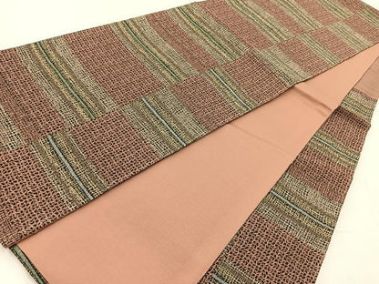平和屋着物◎六通柄袋帯　幾何学文様　正絹　逸品　BAAX3070yc