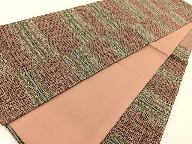 平和屋着物◎六通柄袋帯　幾何学文様　正絹　逸品　BAAX3070yc