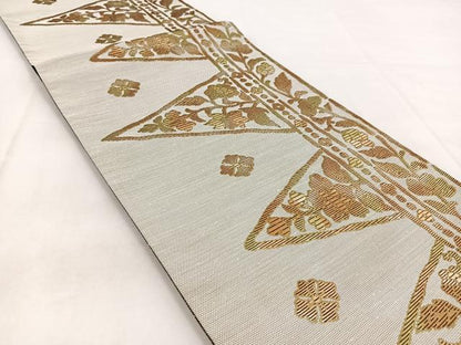 平和屋着物◎六通柄袋帯　更紗花文　金糸　正絹　逸品　BAAX3072yc