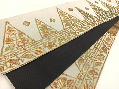 平和屋着物◎六通柄袋帯　更紗花文　金糸　正絹　逸品　BAAX3072yc