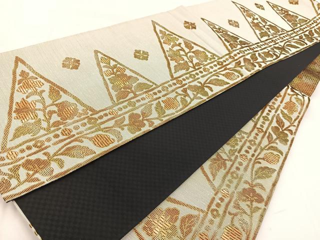 平和屋着物◎六通柄袋帯　更紗花文　金糸　正絹　逸品　BAAX3072yc