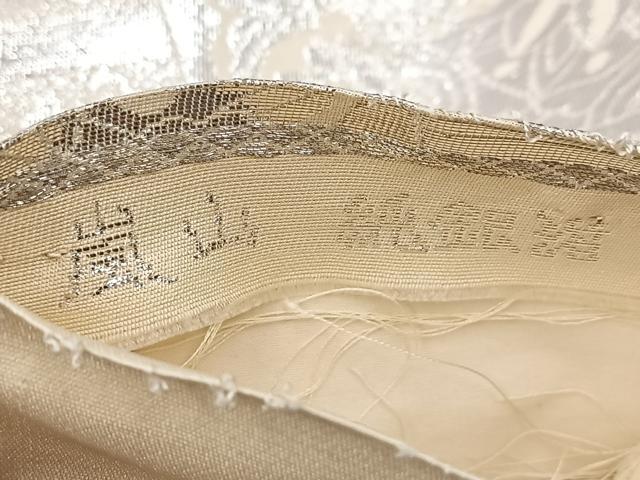 平和屋着物◎六通柄袋帯　嵐山　純銀箔　幾何学花文　正絹　逸品　BAAX3074yc