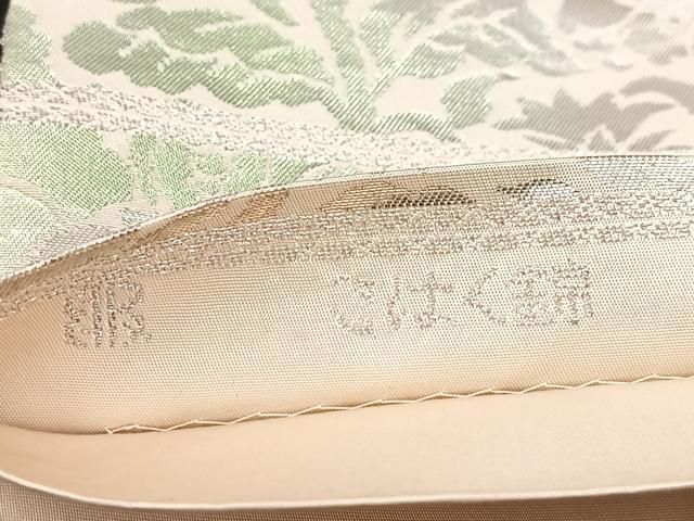 平和屋着物◎西陣　服部織物謹製　六通柄袋帯　こはく錦　更紗花文　銀糸　三越扱い　正絹　逸品　BAAX3076yc