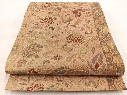 平和屋着物◎六通柄袋帯　唐織　更紗花文　金糸　正絹　逸品　BAAX3077yc
