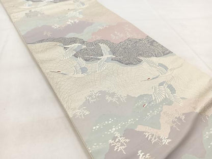 平和屋着物◎六通柄袋帯　唐織　洛外春秋抄　銀糸　正絹　逸品　BAAX3081yc