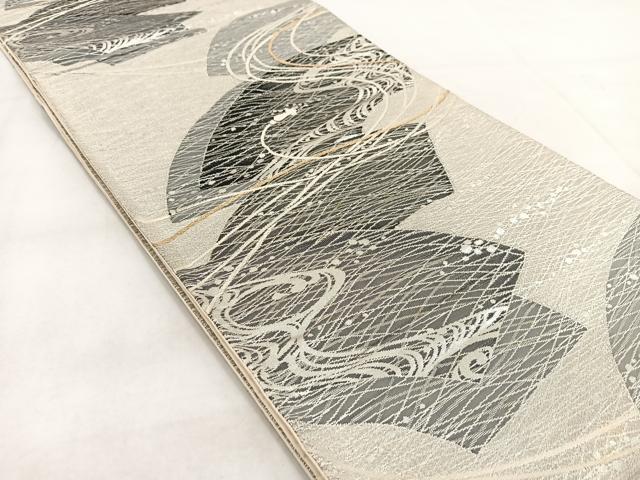 平和屋着物◎六通柄袋帯　地紙紐文　金糸　正絹　逸品　BAAX3084yc