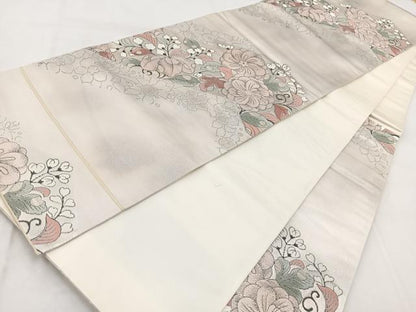平和屋着物◎六通柄袋帯　辻が花　銀糸　引箔　正絹　逸品　BAAX3088yc