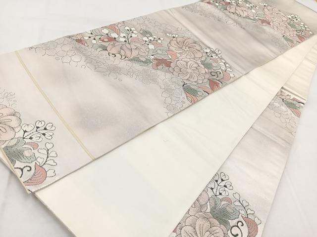 平和屋着物◎六通柄袋帯　辻が花　銀糸　引箔　正絹　逸品　BAAX3088yc