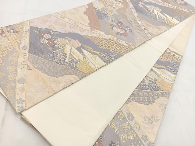 平和屋着物◎六通柄袋帯　唐織　宮中絵巻文　金銀糸　正絹　逸品　BAAX3094yc