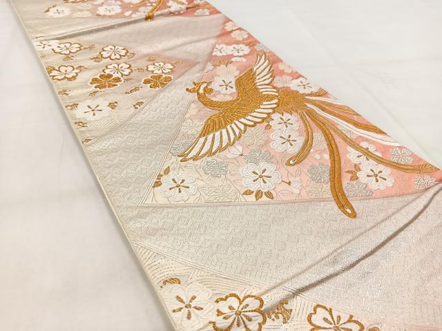 平和屋着物◎六通柄袋帯　唐織　鳳凰吉祥花文　金銀糸　正絹　逸品　BAAX3096yc
