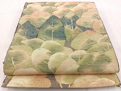 平和屋着物◎八寸名古屋帯　紬地　樹林文　正絹　逸品　BAAX3103yc