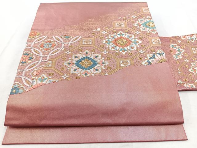 平和屋着物◎九寸名古屋帯　唐織　吉祥花文　金糸　引箔　正絹　逸品　BAAX3107yc