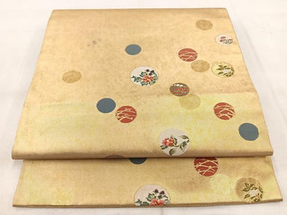 平和屋着物◎つけ帯　花丸文　金銀糸　引箔　正絹　逸品　BAAX3109yc