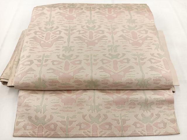 平和屋着物◎つけ帯　草葉文　金糸　正絹　逸品　BAAX3115yc