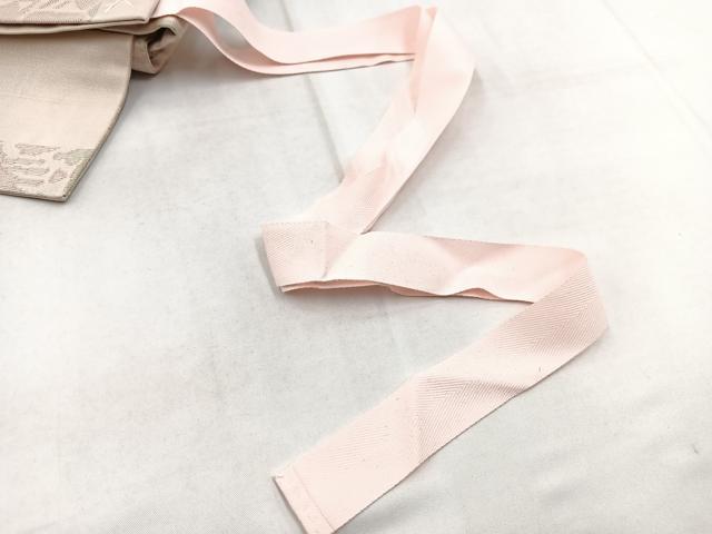 平和屋着物◎つけ帯　草葉文　金糸　正絹　逸品　BAAX3115yc