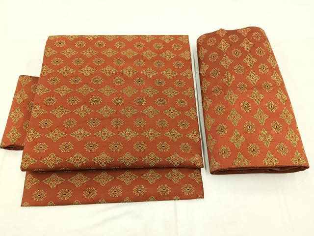 平和屋着物◎つけ帯　菱草葉文　正絹　逸品　BAAX3116yc