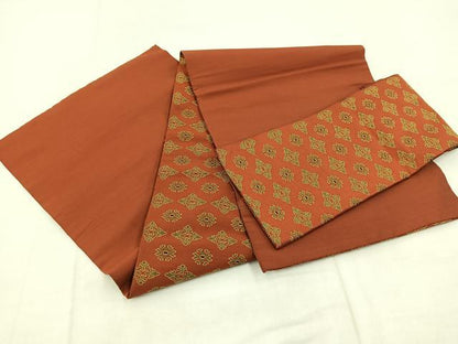 平和屋着物◎つけ帯　菱草葉文　正絹　逸品　BAAX3116yc