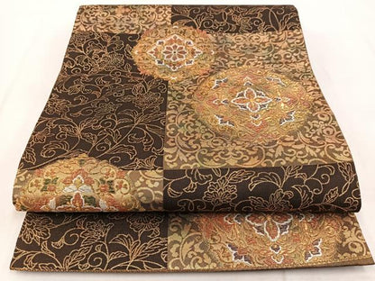平和屋着物◎つけ帯　美しき憧れ　正倉院更紗花文　金糸　正絹　逸品　BAAX3119yc