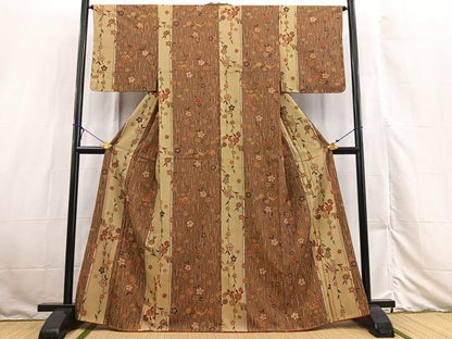 平和屋着物■上質な小紋　花蝶文　金彩　正絹　逸品　未使用　BAAX3127yc