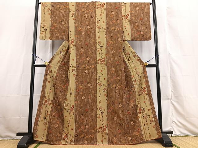 平和屋着物■上質な小紋　花蝶文　金彩　正絹　逸品　未使用　BAAX3127yc