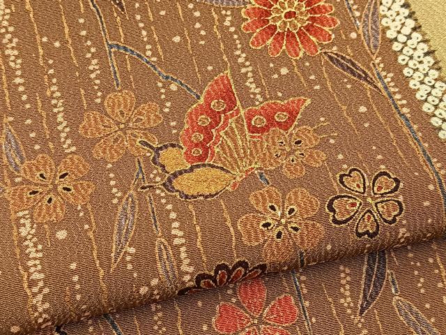 平和屋着物■上質な小紋　花蝶文　金彩　正絹　逸品　未使用　BAAX3127yc