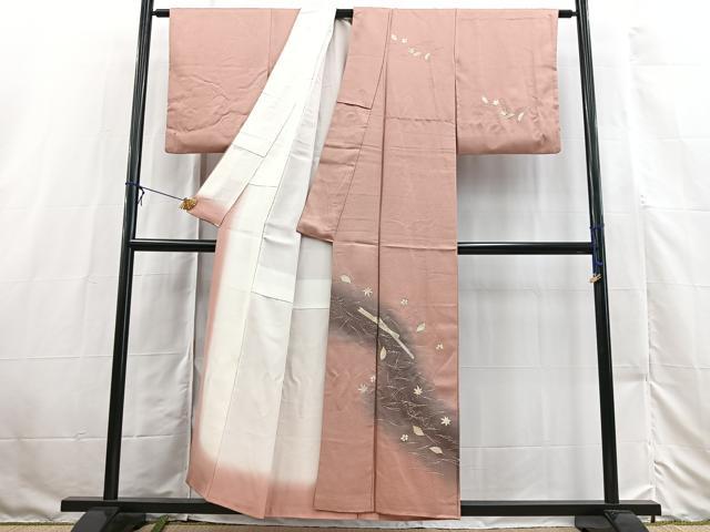 平和屋着物■訪問着　横笛吹き寄せ文　暈し染め　金銀彩　正絹　逸品　BAAX3133yc