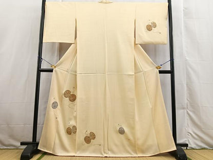 平和屋着物■訪問着　駒刺繍　寿光織　鼓花文　金銀糸　正絹　逸品　BAAX3134yc