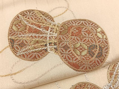 平和屋着物■訪問着　駒刺繍　寿光織　鼓花文　金銀糸　正絹　逸品　BAAX3134yc