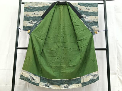 平和屋着物■男性　長襦袢　袷　風景文　綿　BAAX3135yc