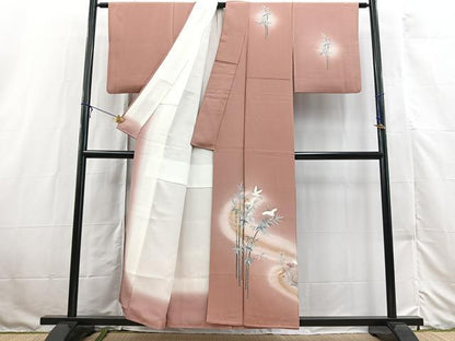 平和屋着物■訪問着　飛鶴草花文　暈し染め　金彩　正絹　逸品　BAAX3136yc