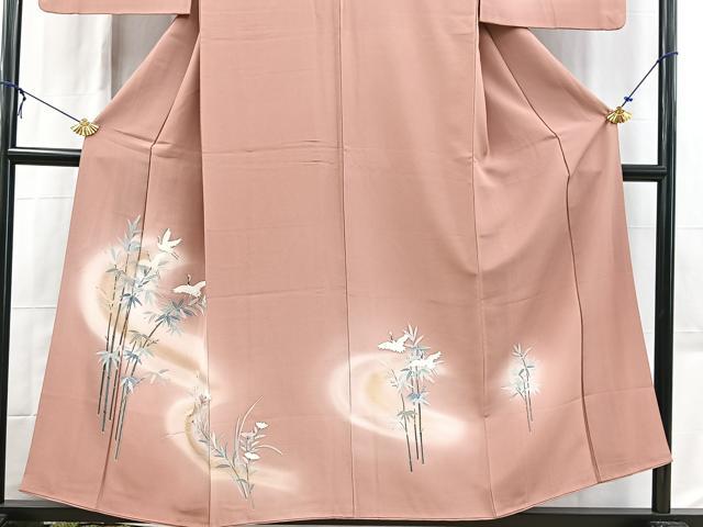 平和屋着物■訪問着　飛鶴草花文　暈し染め　金彩　正絹　逸品　BAAX3136yc