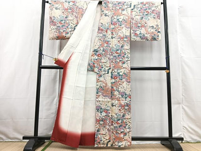 平和屋着物■上質な小紋 手描き 草花文 金彩 正絹 逸品 未使用 BAAX3137yc