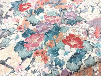 平和屋着物■上質な小紋 手描き 草花文 金彩 正絹 逸品 未使用 BAAX3137yc