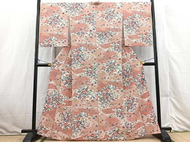 平和屋着物■上質な小紋　型染め　松竹梅　正絹　逸品　BAAX3138yc